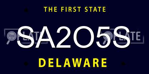 SA2O5S Delaware License Plate