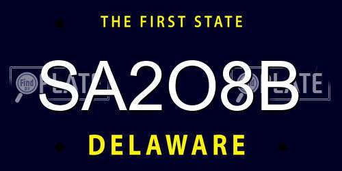 SA2O8B Delaware License Plate