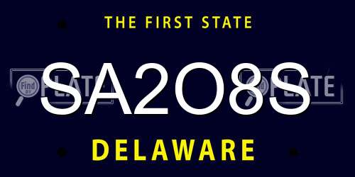 SA2O8S Delaware License Plate