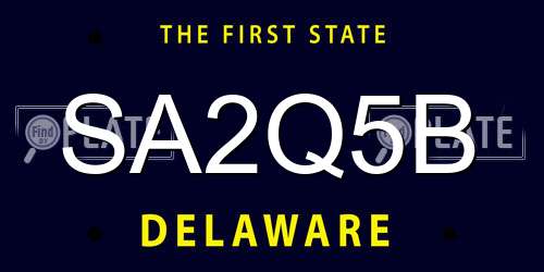 SA2Q5B Delaware License Plate
