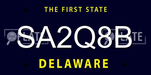 SA2Q8B Delaware License Plate