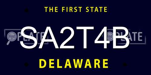 SA2T4B Delaware License Plate