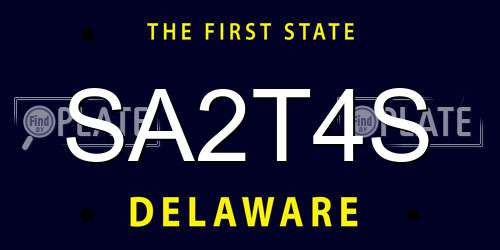 SA2T4S Delaware License Plate