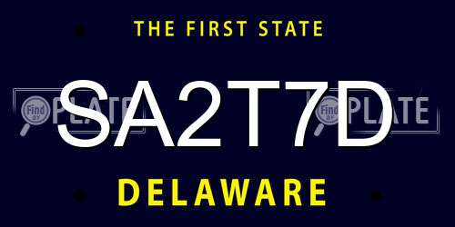 SA2T7D Delaware License Plate