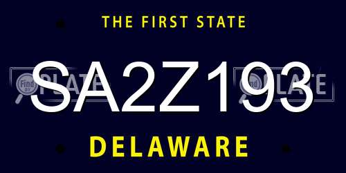 SA2Z193 Delaware License Plate
