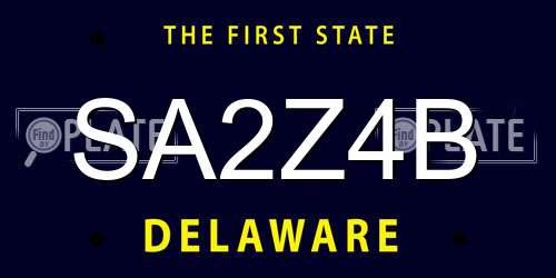 SA2Z4B Delaware License Plate
