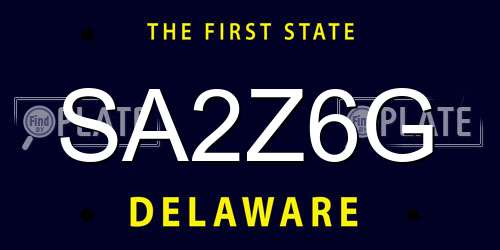 SA2Z6G Delaware License Plate