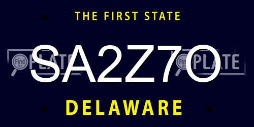 SA2Z7O Delaware License Plate