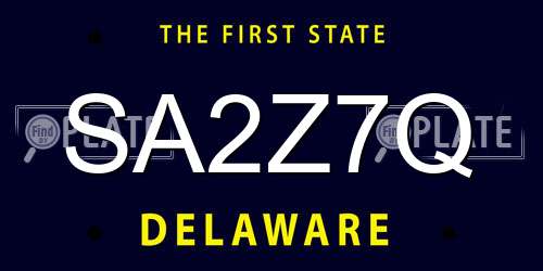 SA2Z7Q Delaware License Plate