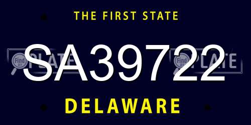 SA39722 Delaware License Plate