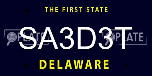 SA3D3T Delaware License Plate