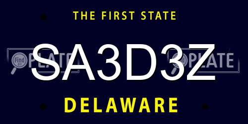 SA3D3Z Delaware License Plate