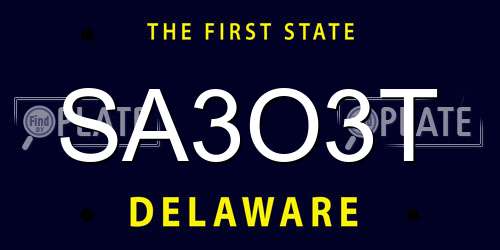 SA3O3T Delaware License Plate