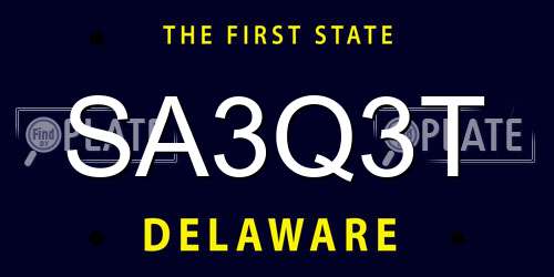 SA3Q3T Delaware License Plate