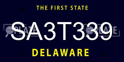 SA3T339 Delaware License Plate