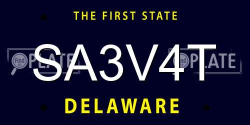SA3V4T Delaware License Plate