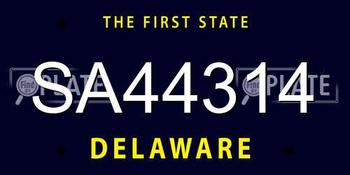 SA44314 Delaware License Plate