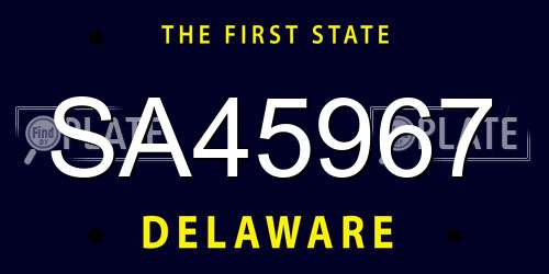 SA45967 Delaware License Plate