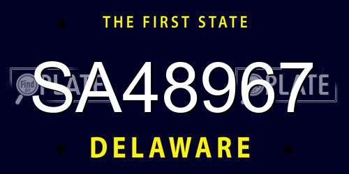SA48967 Delaware License Plate