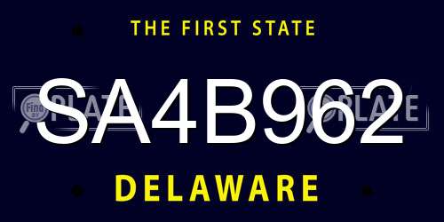 SA4B962 Delaware License Plate