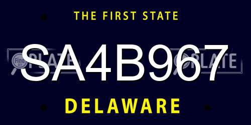 SA4B967 Delaware License Plate