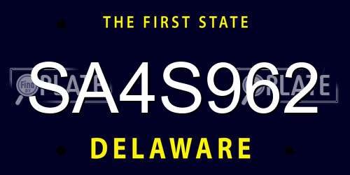 SA4S962 Delaware License Plate