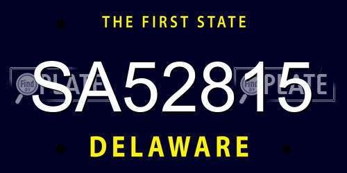 SA52815 Delaware License Plate
