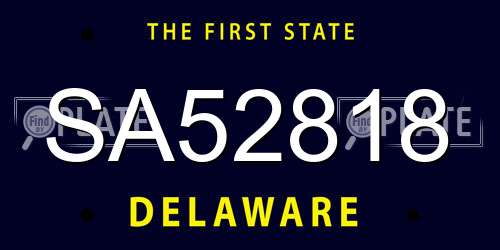 SA52818 Delaware License Plate