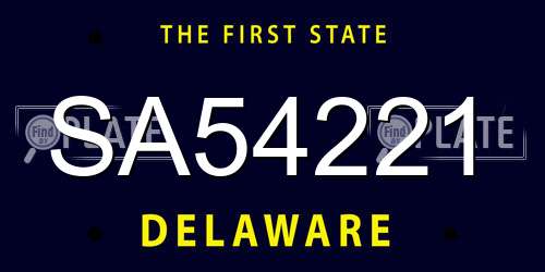 SA54221 Delaware License Plate