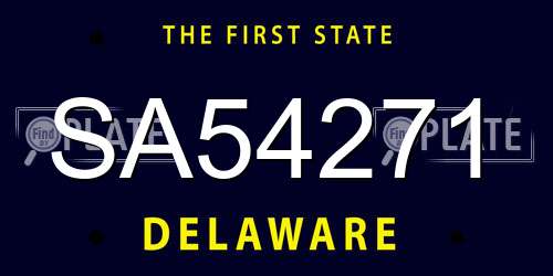 SA54271 Delaware License Plate