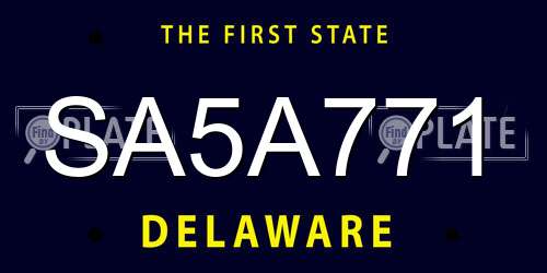 SA5A771 Delaware License Plate