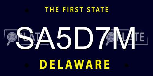 SA5D7M Delaware License Plate