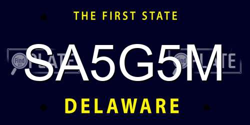 SA5G5M Delaware License Plate