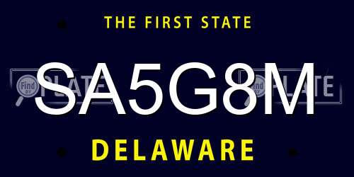 SA5G8M Delaware License Plate