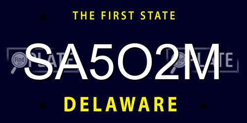 SA5O2M Delaware License Plate