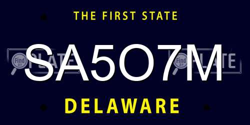 SA5O7M Delaware License Plate