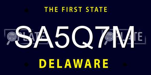 SA5Q7M Delaware License Plate