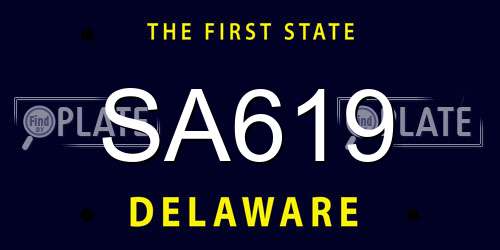 SA619 Delaware License Plate