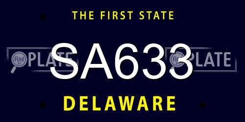 SA633 Delaware License Plate