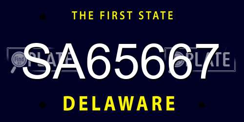 SA65667 Delaware License Plate