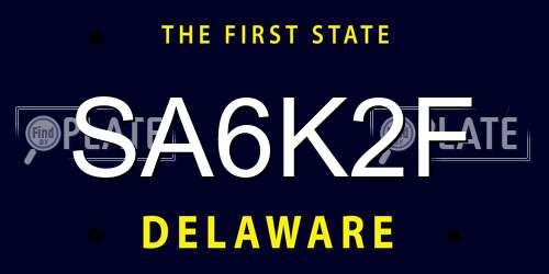 SA6K2F Delaware License Plate
