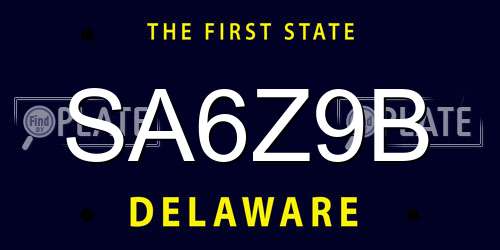SA6Z9B Delaware License Plate
