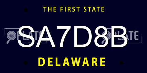 SA7D8B Delaware License Plate