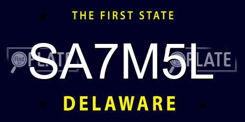 SA7M5L Delaware License Plate