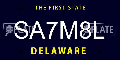 SA7M8L Delaware License Plate