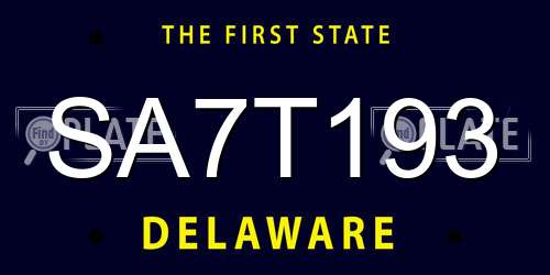 SA7T193 Delaware License Plate