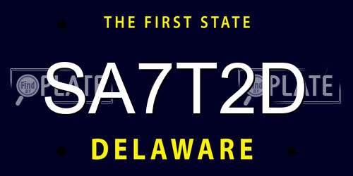 SA7T2D Delaware License Plate