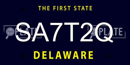 SA7T2Q Delaware License Plate
