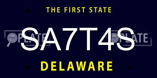 SA7T4S Delaware License Plate