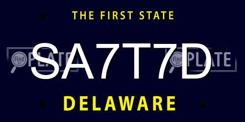 SA7T7D Delaware License Plate